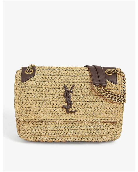 niki medium monogram ysl raffia shoulder bag|niki monogram ysl.